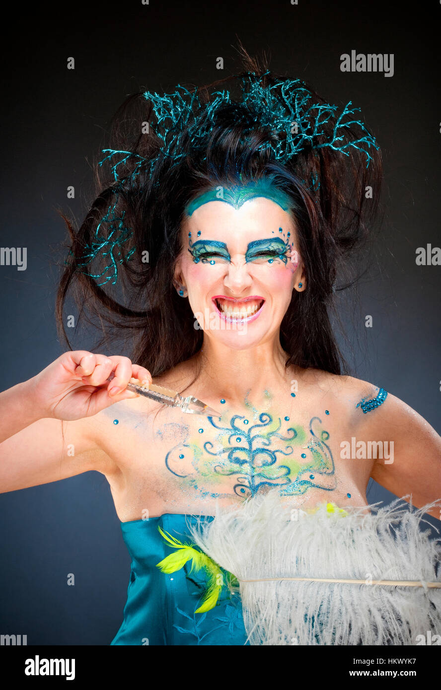 Portrait of a Beautiful Fantasy Woman with Long Hair. Stock Photo