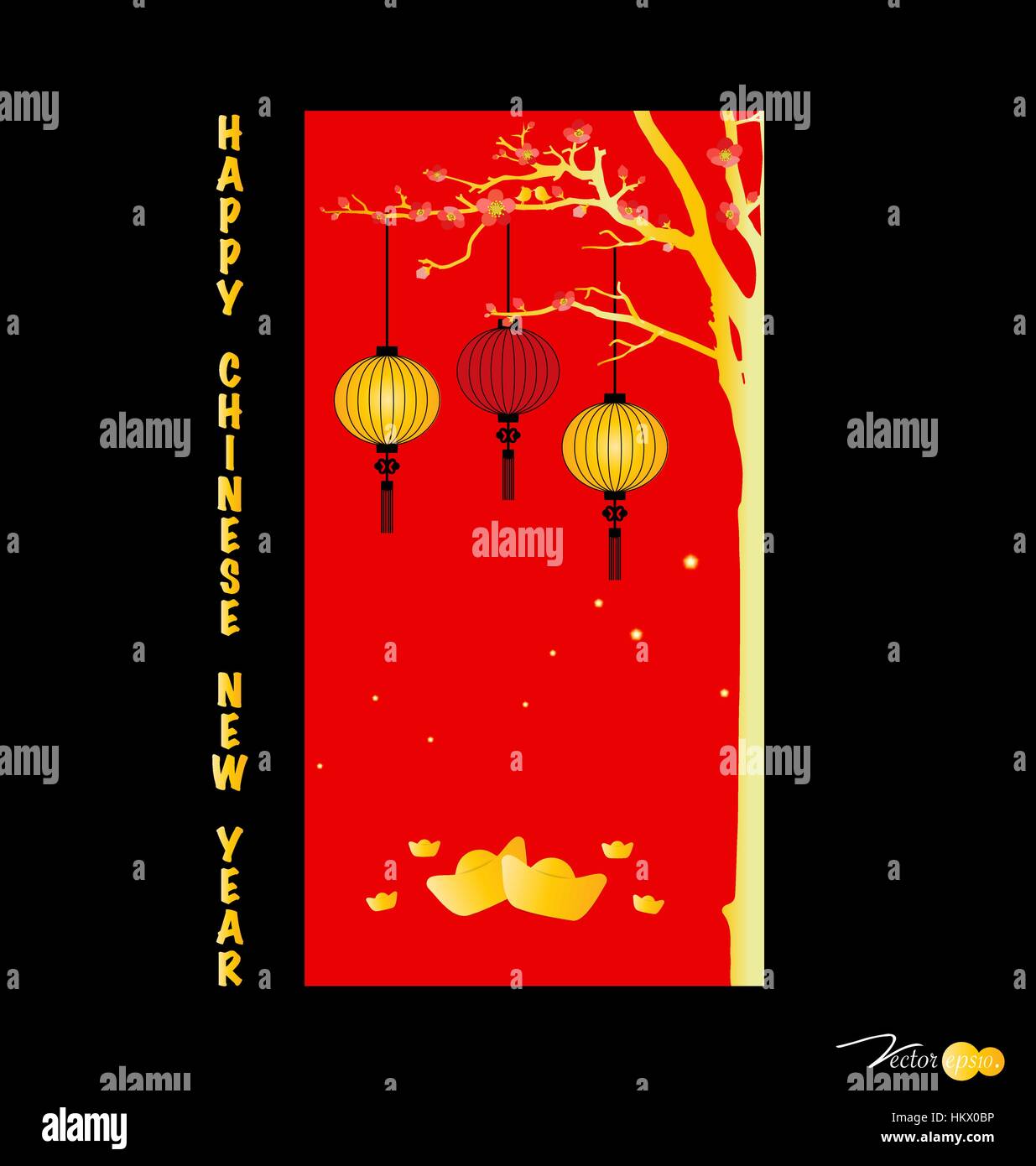 Chinese New Year Greeting Card. Vector Illustration Stock Vector Image ...