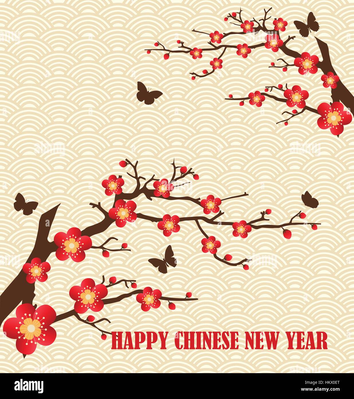 Chinese New Year Greeting Card. Vector Illustration Stock Vector Image ...