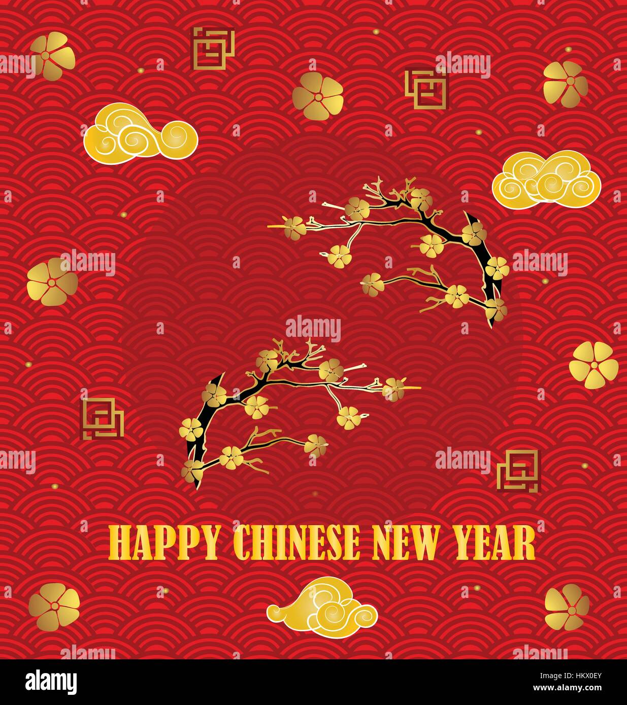 Chinese New Year Greeting Card. Vector Illustration Stock Vector Image ...