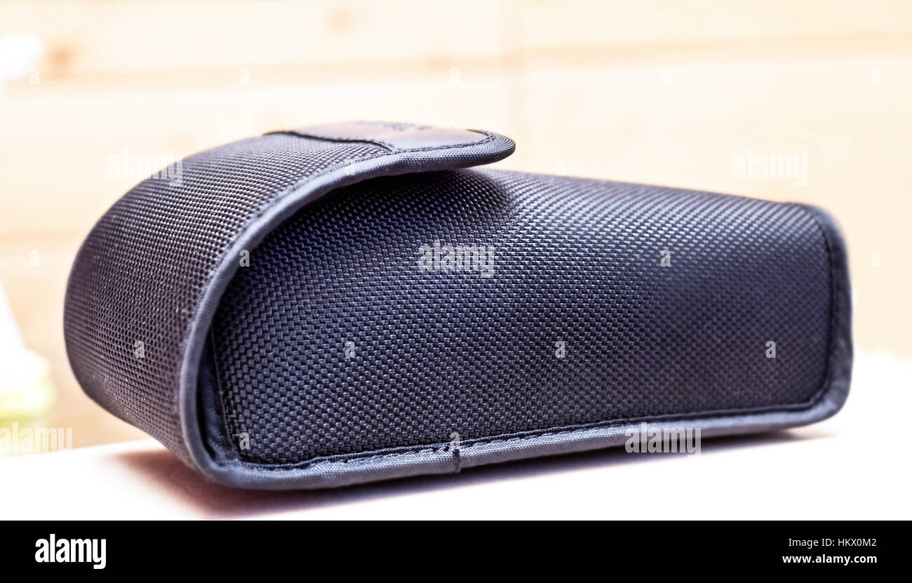 Black case for photoflash in light area Stock Photo Alamy
