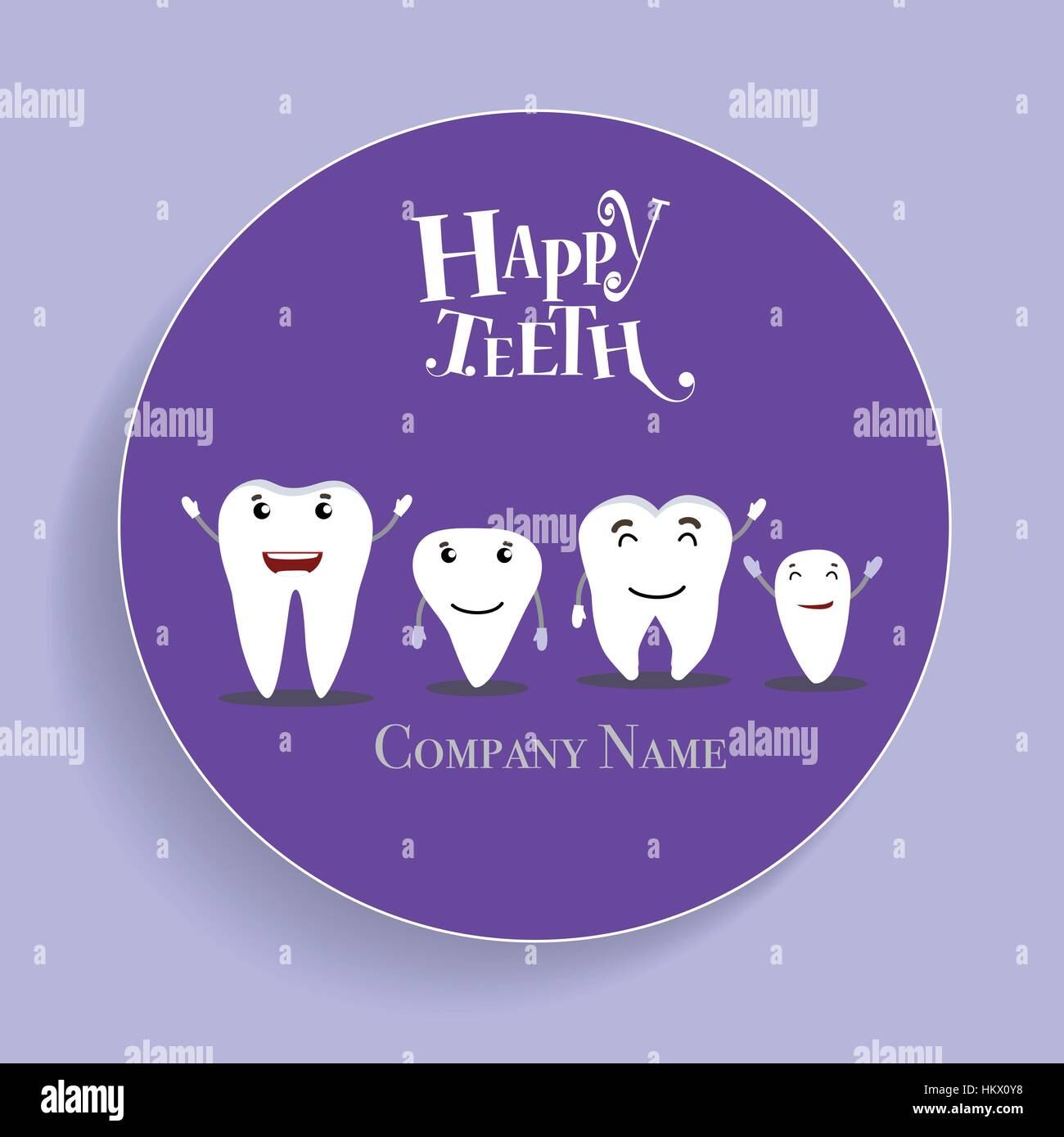 Dental Cartoon. Happy and Healthy Teeth. Vector illustration. Stock Vector