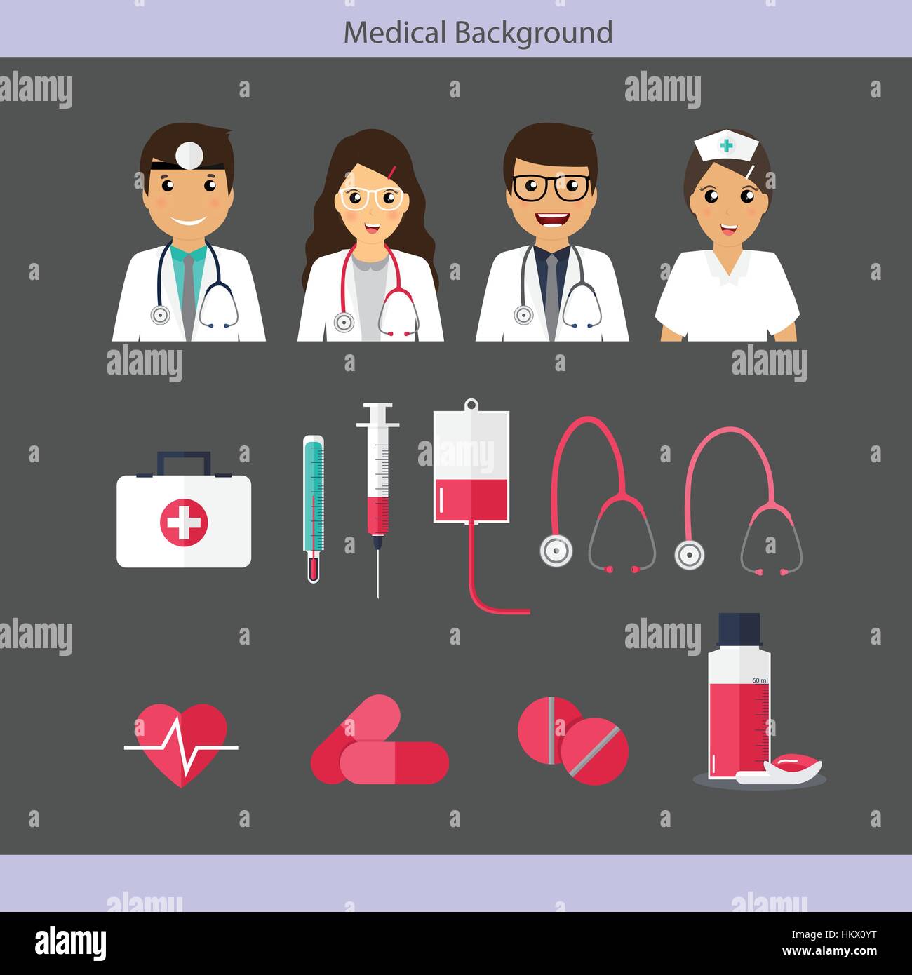Medical background. Doctor with medicine and instruments. Vector ...