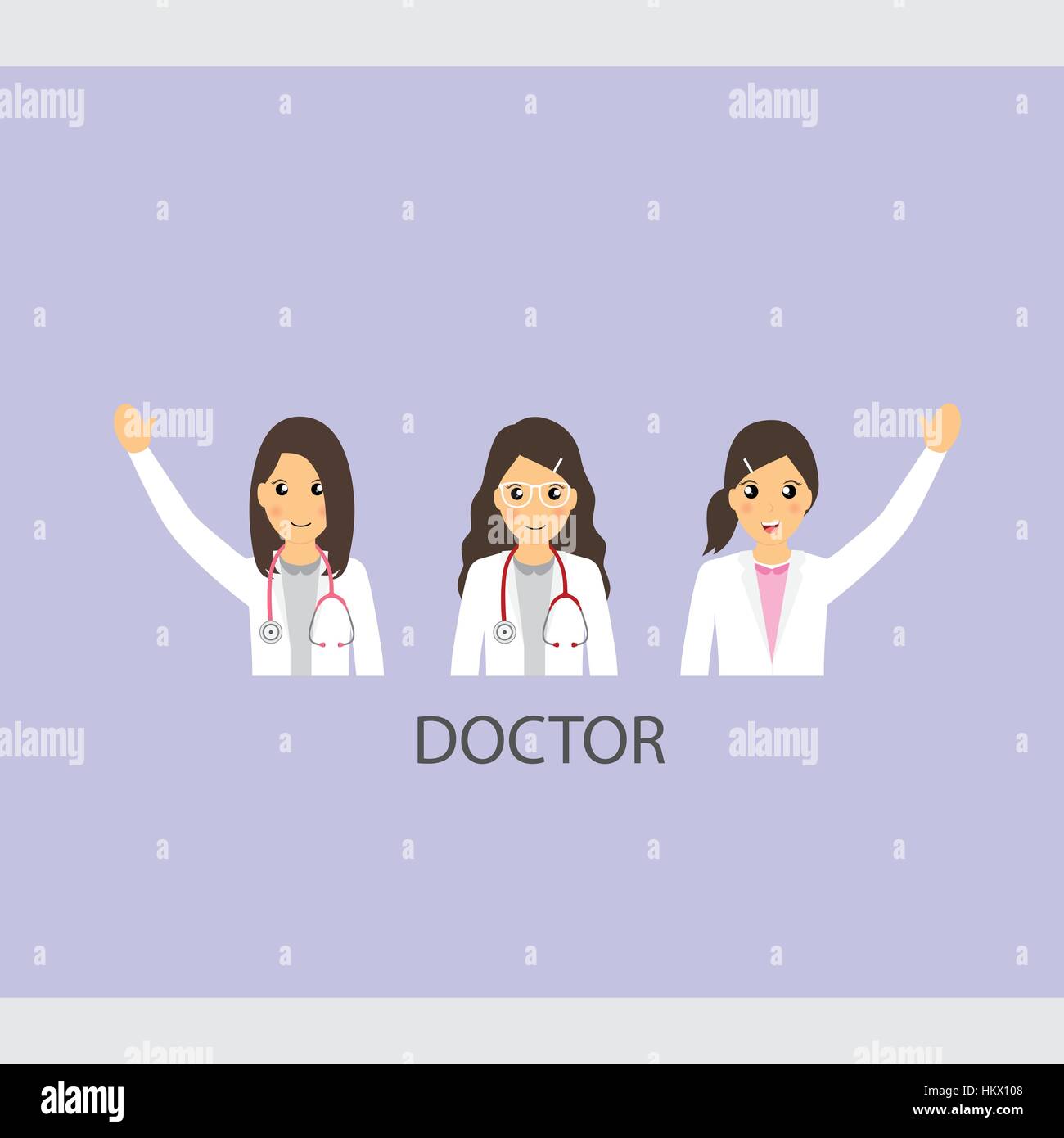 Set of Cartoon Medical Team (dentist, doctors and medical staff people). Vector illustration. Stock Vector