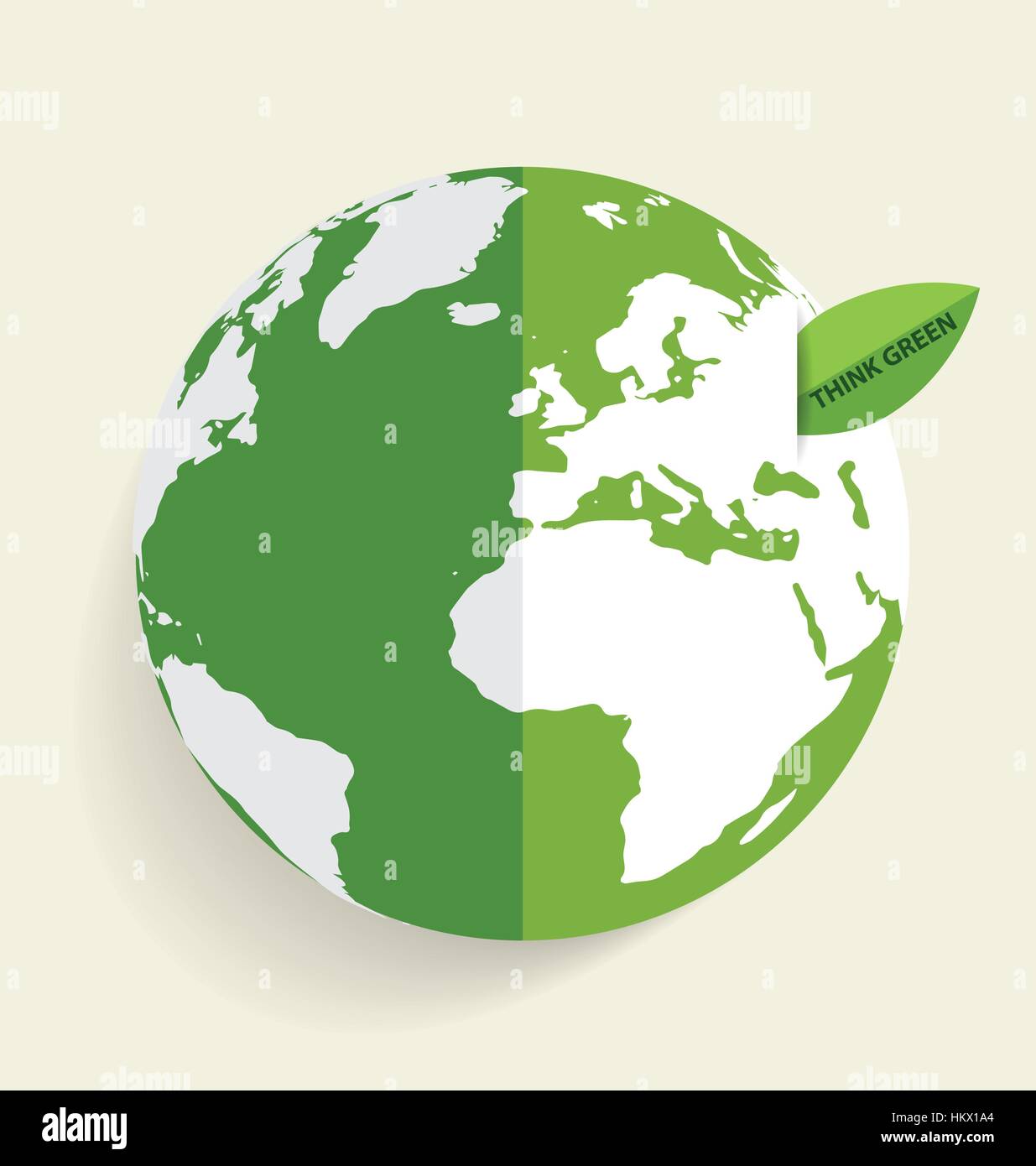 Green Eco Earth, Green earth with green leaf. Vector Illustration Stock ...