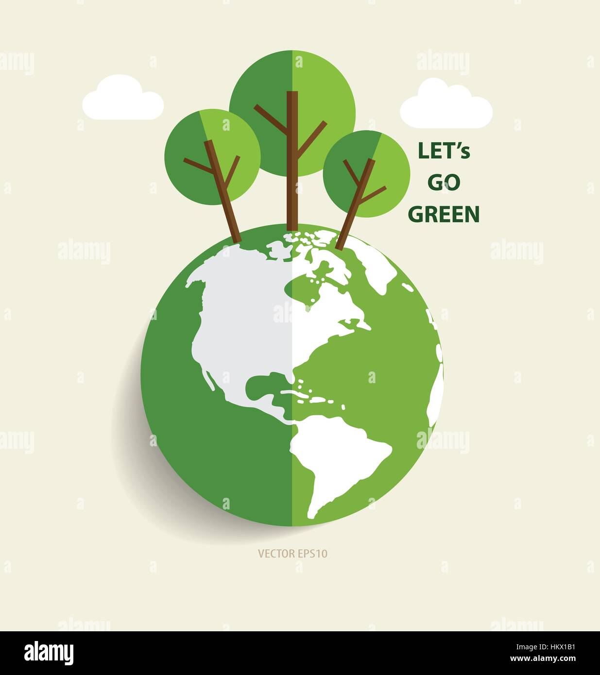 Green Eco Earth, Green earth with trees. Vector Illustration Stock ...