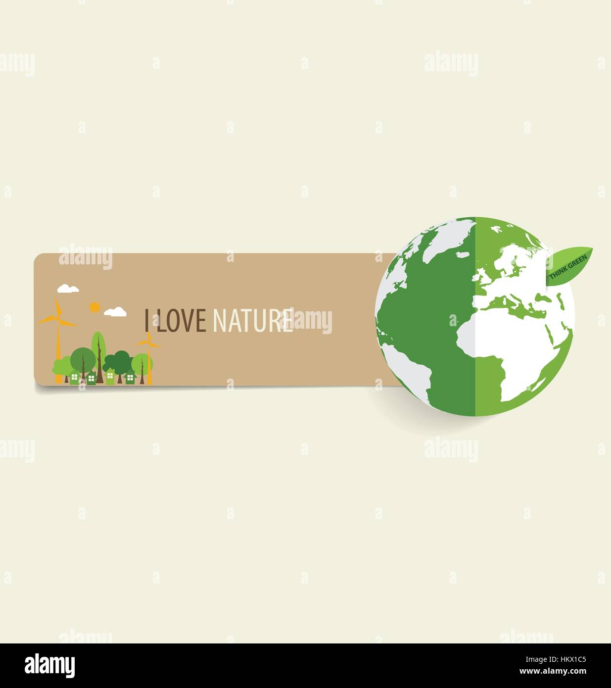 Nature banner, Paper with Green Eco Earth, vector illustration Stock ...