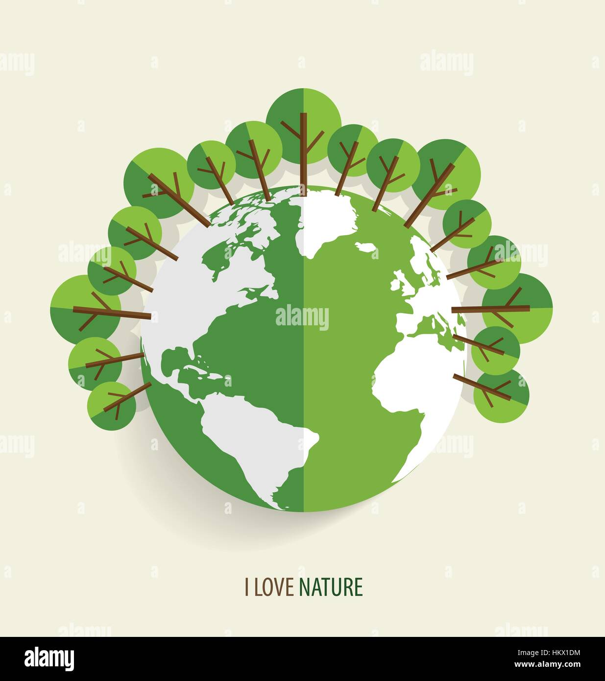 Green Eco Earth, Green earth with trees. Vector Illustration Stock ...