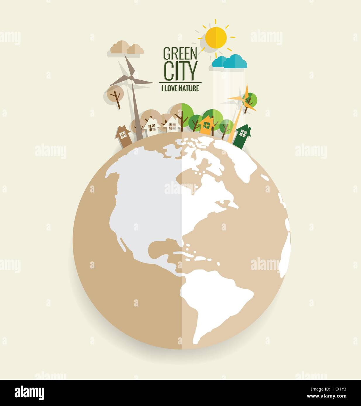 ECO FRIENDLY. Ecology concept with Green Eco Earth and Trees. Vector ...