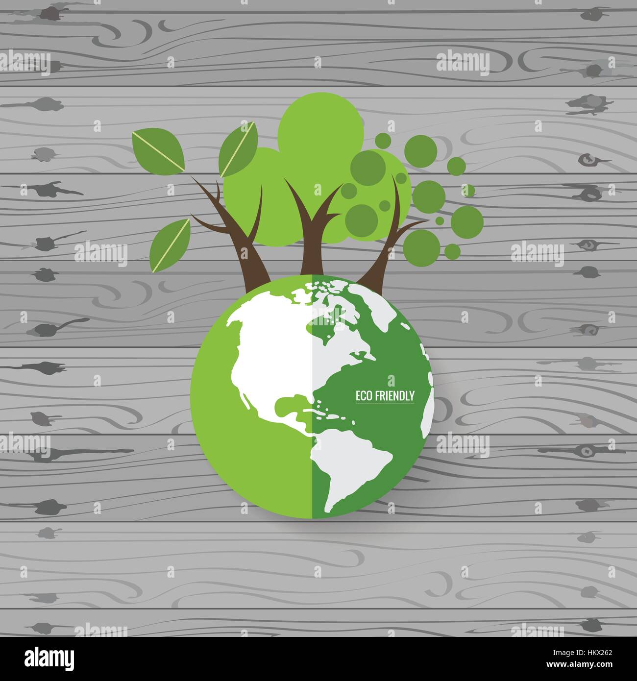 ECO FRIENDLY. Ecology concept with Green Eco Earth and Trees. Vector ...