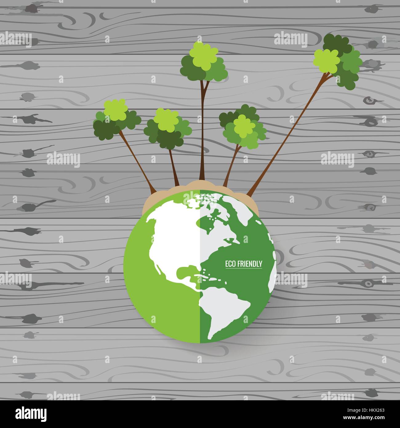 ECO FRIENDLY. Ecology concept with Green Eco Earth and Trees. Vector ...