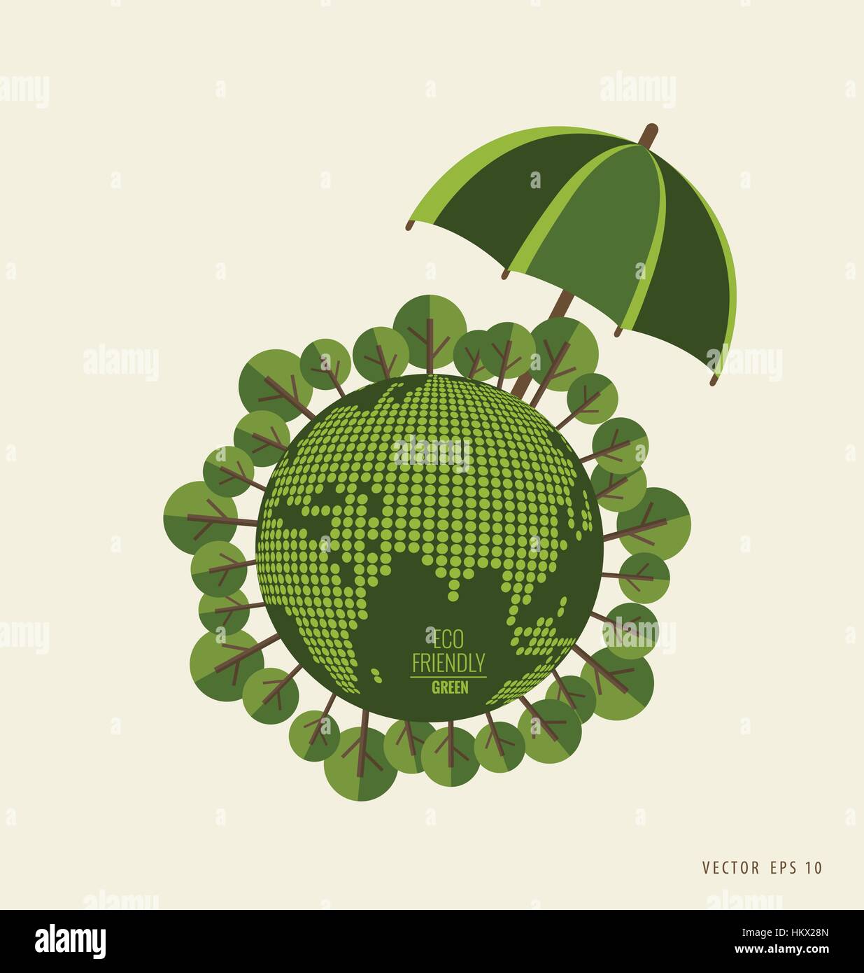 ECO FRIENDLY. Ecology concept with Green Eco Earth and Trees. Vector ...