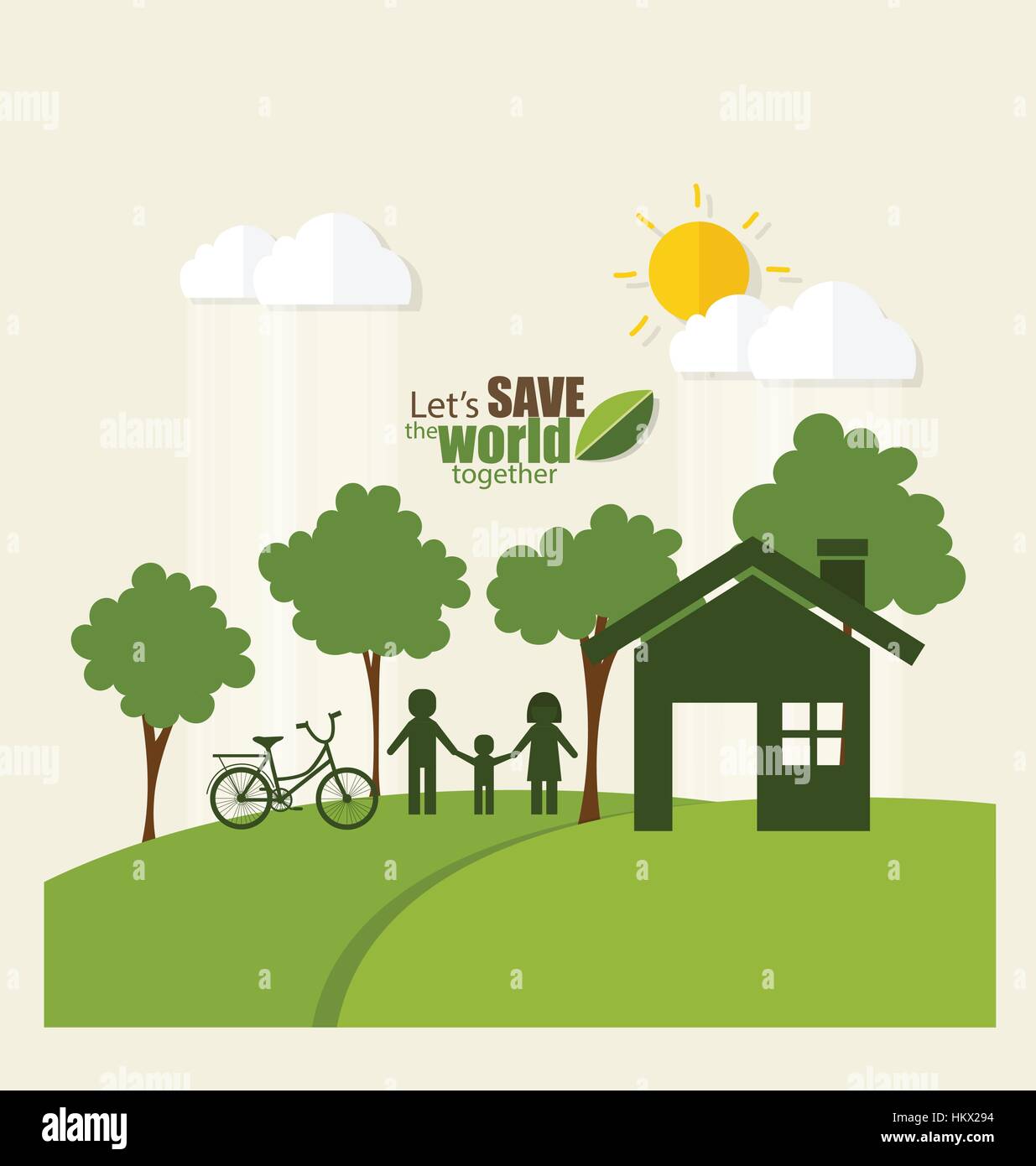 ECO FRIENDLY. Ecology concept with Green Eco Earth and Trees. Vector ...