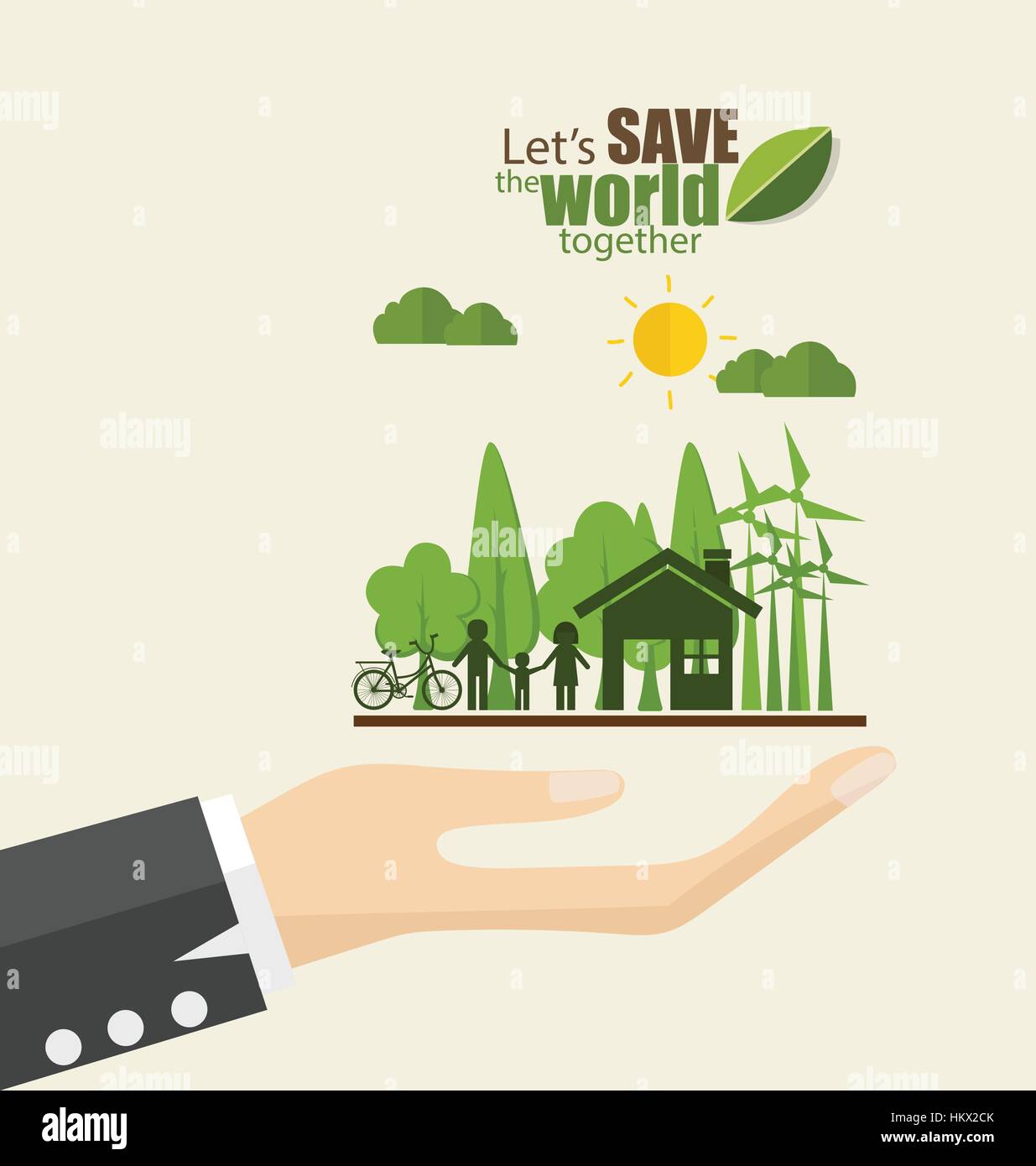 ECO FRIENDLY. Ecology concept with Green Eco Earth and Trees. Vector ...