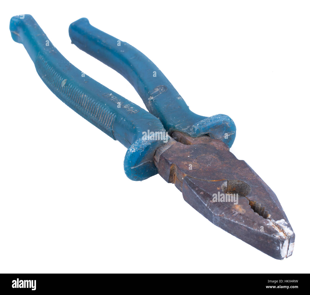Old Blue Pliers isolated on white background Stock Photo Alamy