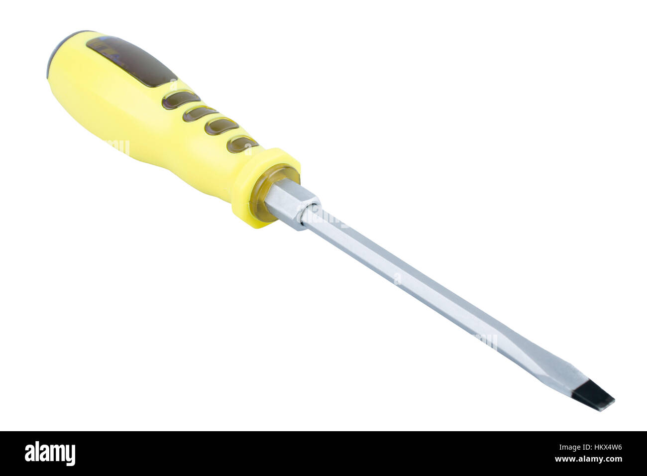 Yellow screwdriver isolated on white background Stock Photo