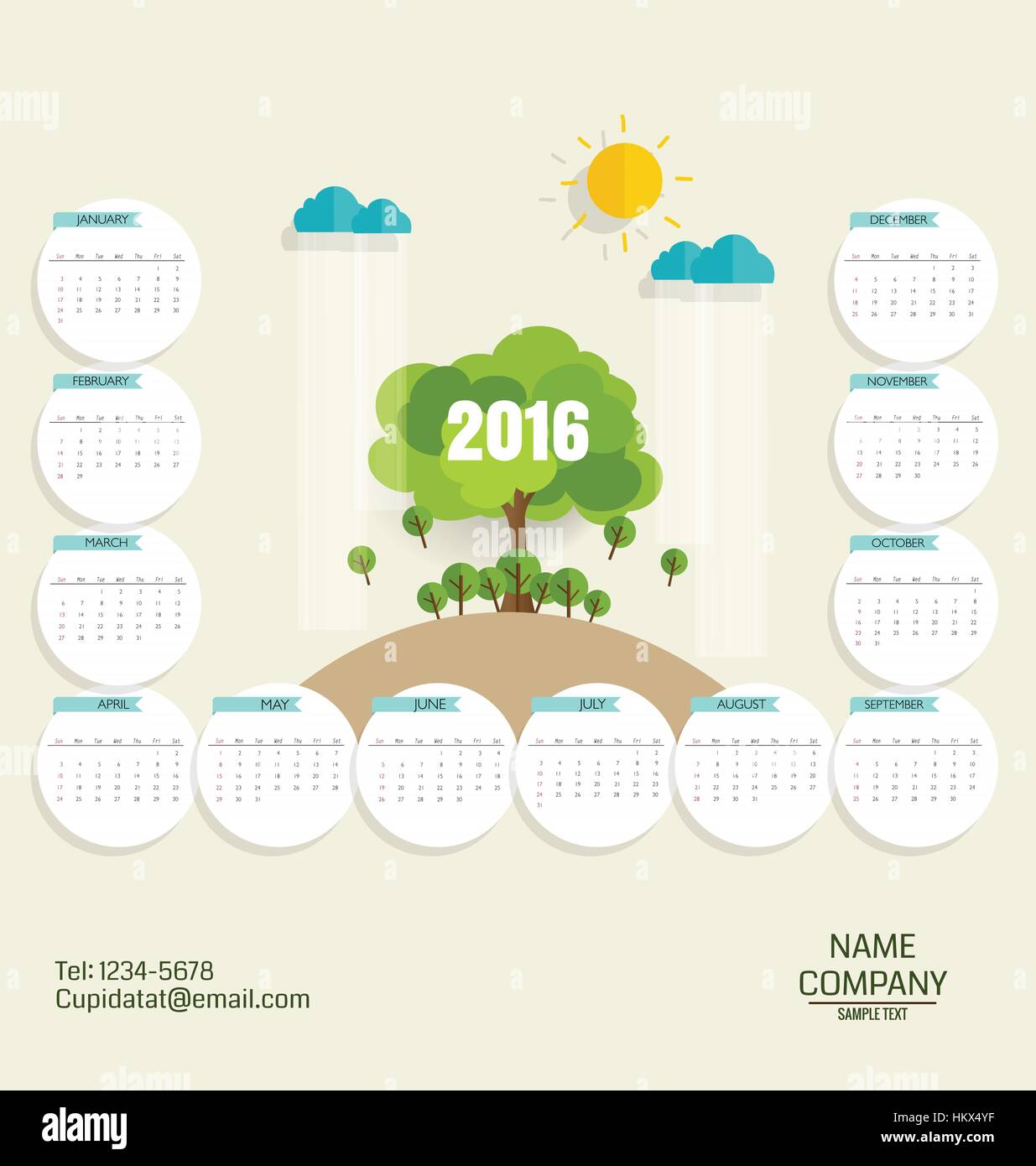 16 Calendar Modern Business Card Template With Nature Background Vector Illustration Stock Vector Image Art Alamy