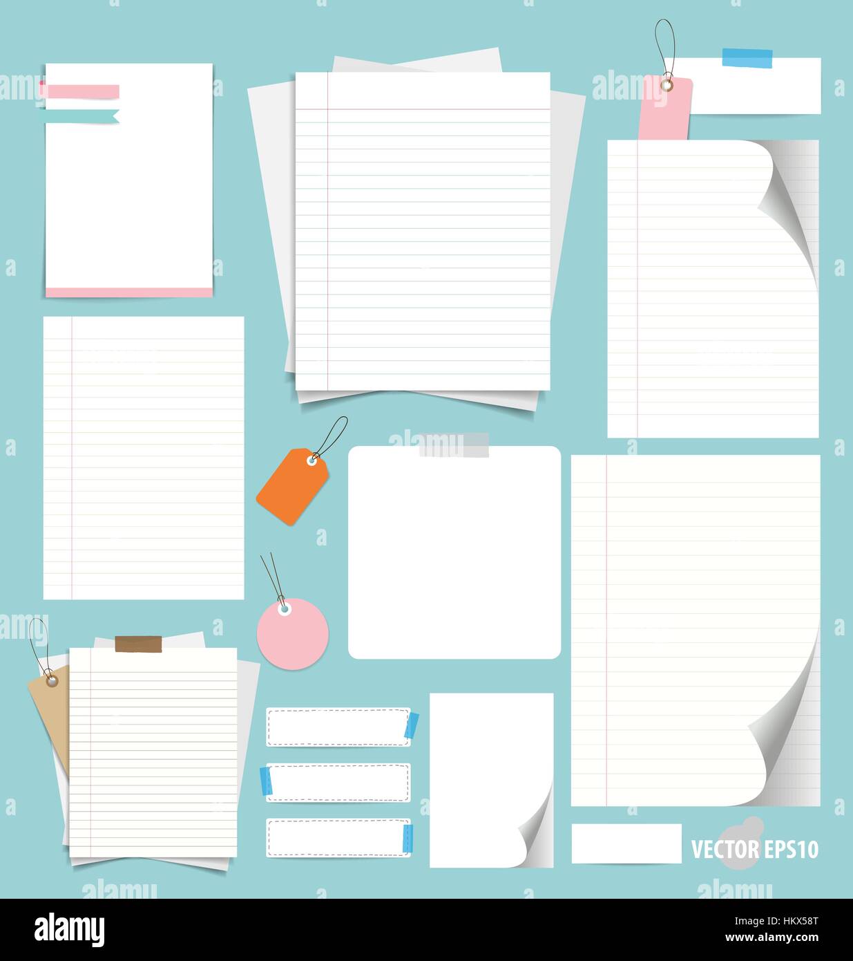 Cute note papers, ready for your message. Vector illustration Stock ...