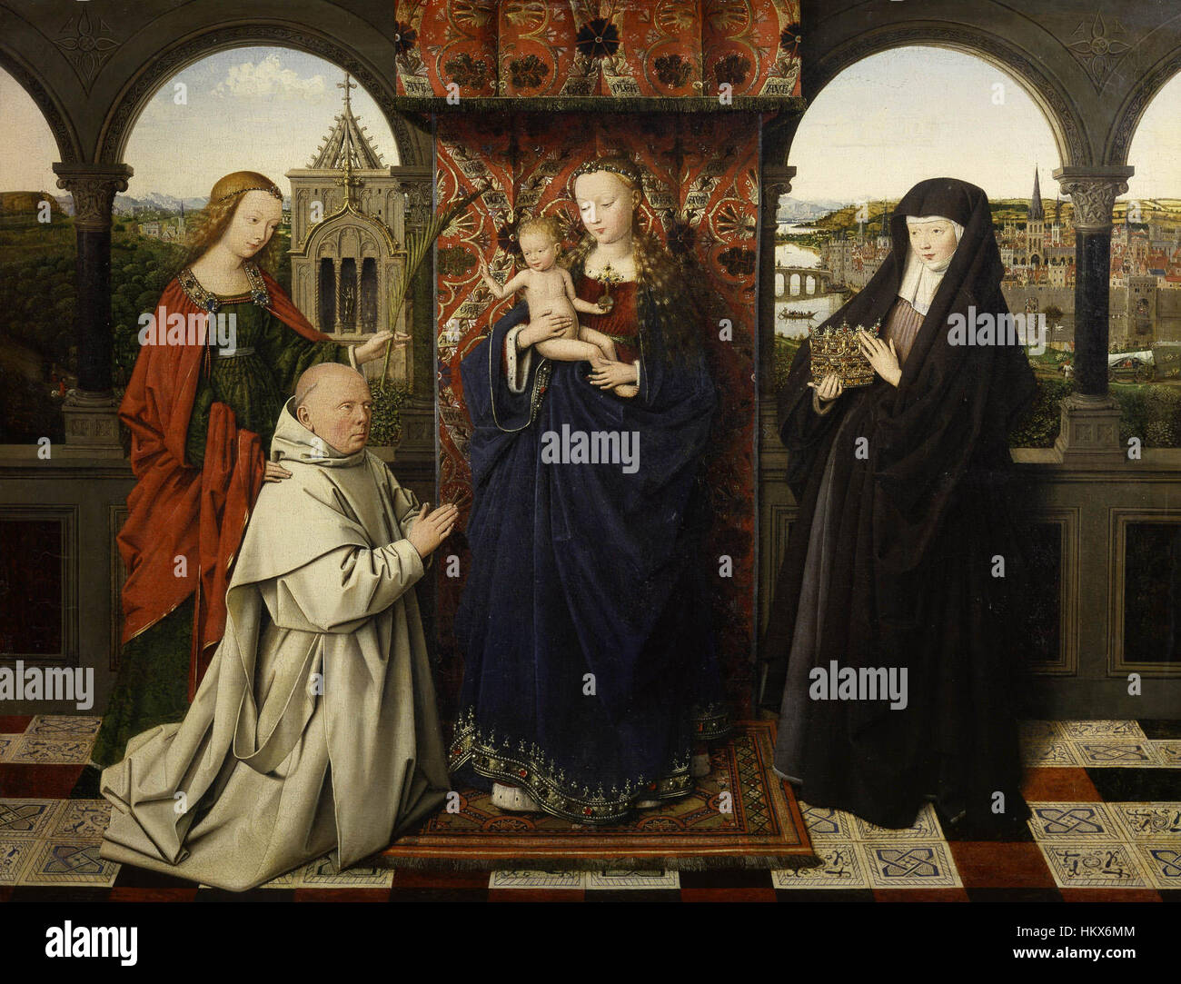 Jan van Eyck - Virgin and Child, with Saints and Donor - 1441 - Frick Collection Stock Photo