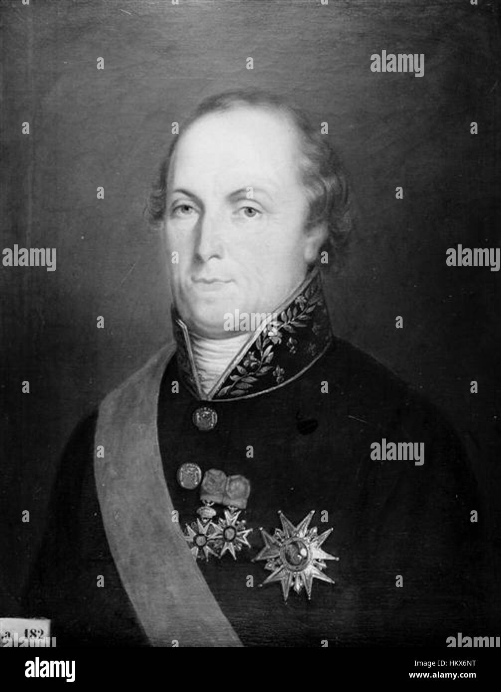Jean-Jacques-Basilien Gassendi (1748-1828) was a French nobleman, philosopher, and intellectual. This artwork likely portrays his dignified status as a count and peer of France, reflecting the 18th-century aristocratic culture. The painting serves as a historical portrayal of French nobility and intellectualism during the Enlightenment period. Stock Photo