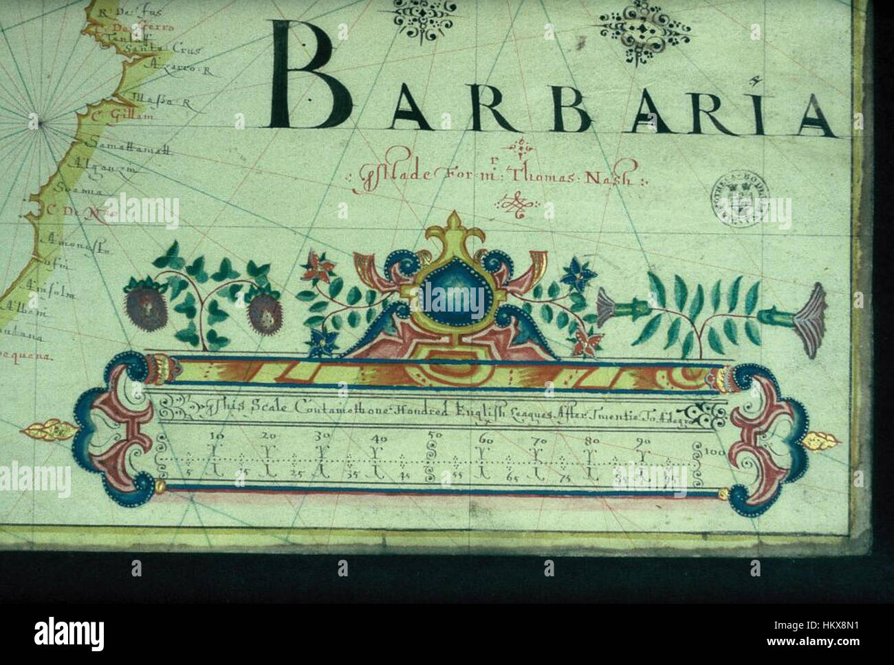 Bodleian Libraries, Portolan chart of the North Atlantic Ocean by John Burston Stock Photo