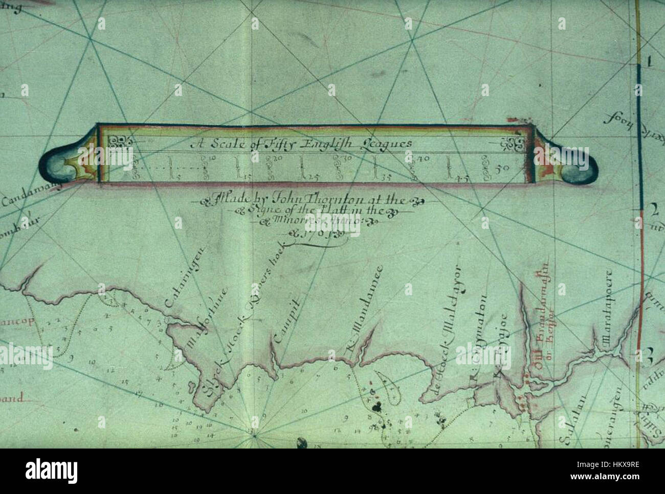 The map 'The Java Sea,' created by John Thornton in 1701, illustrates ...
