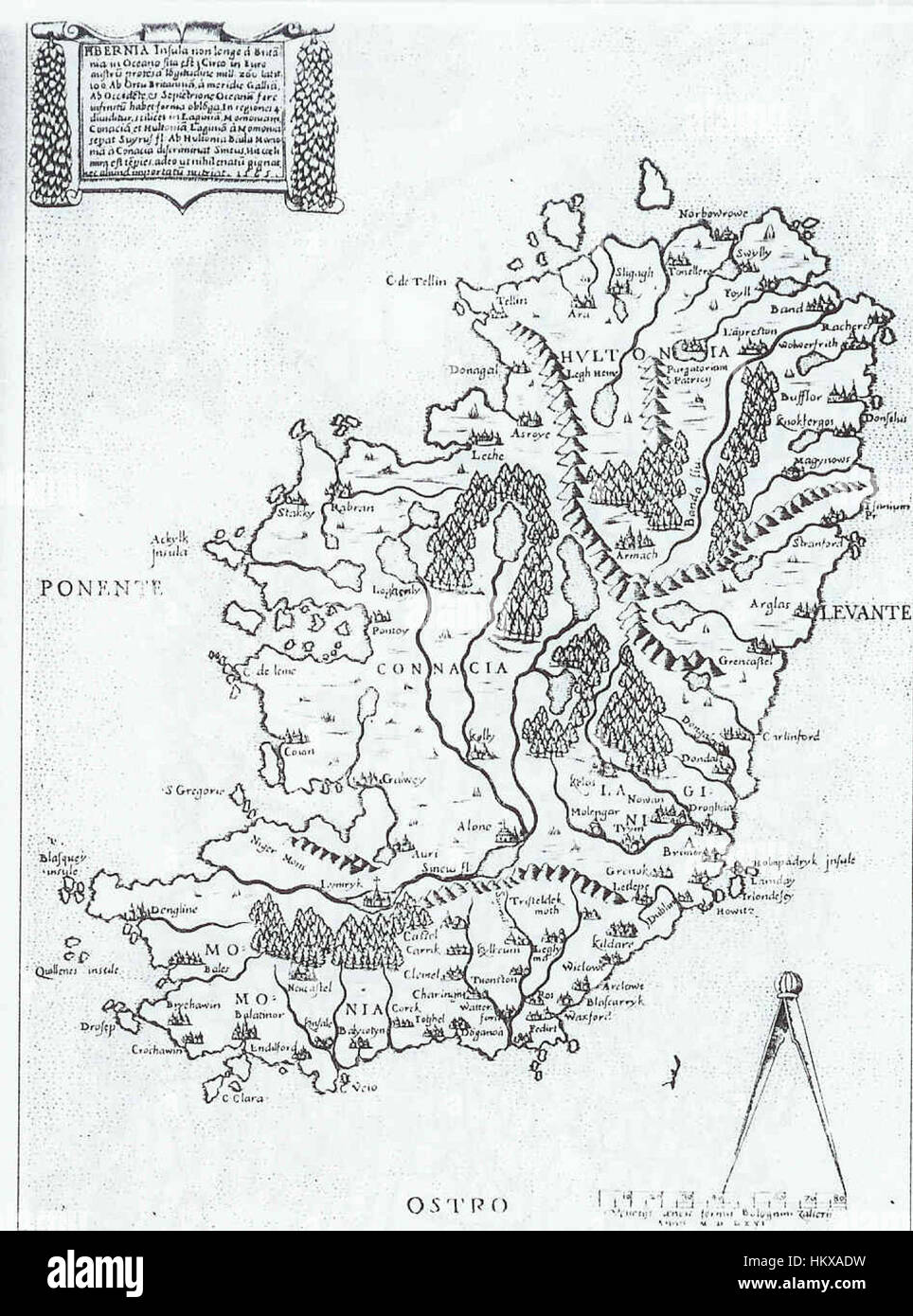Bolognino Zalterius 1566 Ireland Map Stock Photo