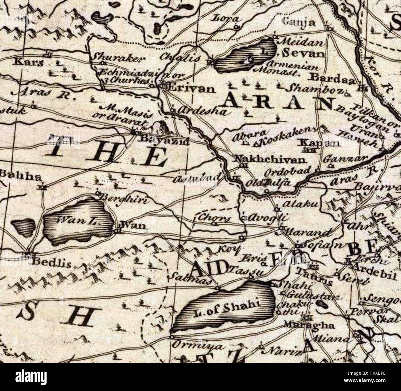 Emanuel Bowen’s 1747 map titled 'Persia and Adjacent Countries' provides a detailed geographical overview of Persia (modern Iran) and surrounding regions, showing the political boundaries and key locations of the time. Stock Photo