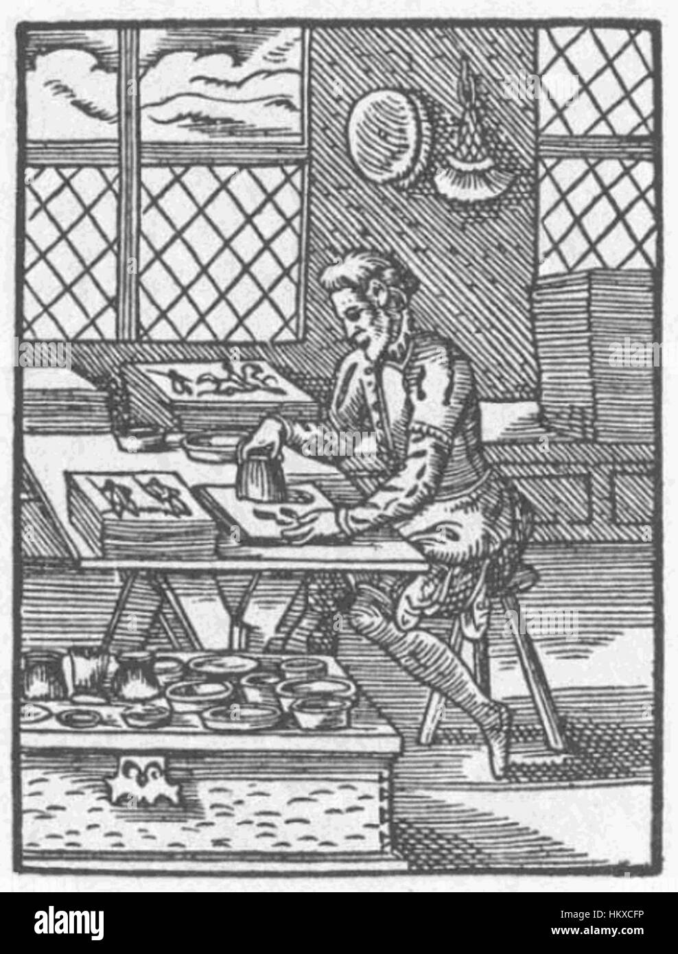Briefmaler-1568 is a historical artwork showcasing the painting style of the period. It features old techniques and reflects the design aesthetics of the 16th century, preserved in museums. Stock Photo