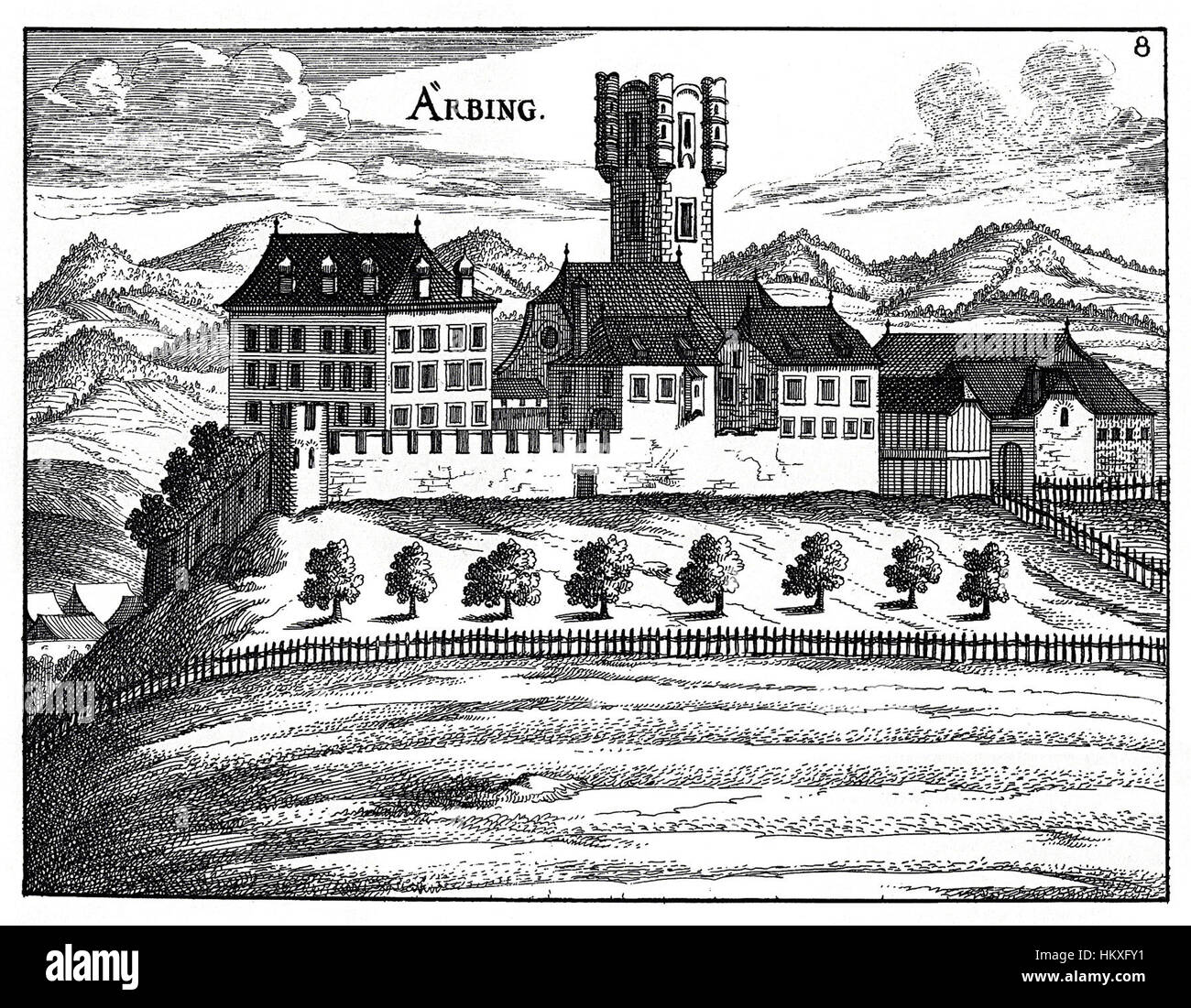 Burg Arbing (Vischer) Stock Photo