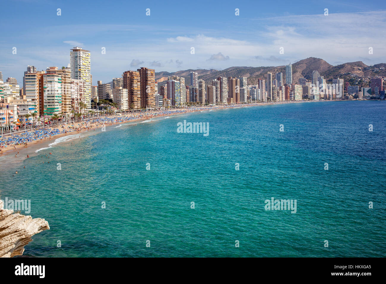 Coastline of a Benidorm city. Benidorm is a modern resort city, one of the most popular travel 
