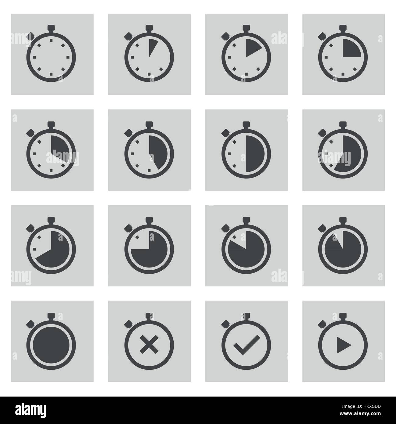 Vector line stopwatch icons set on grey background Stock Vector Image ...