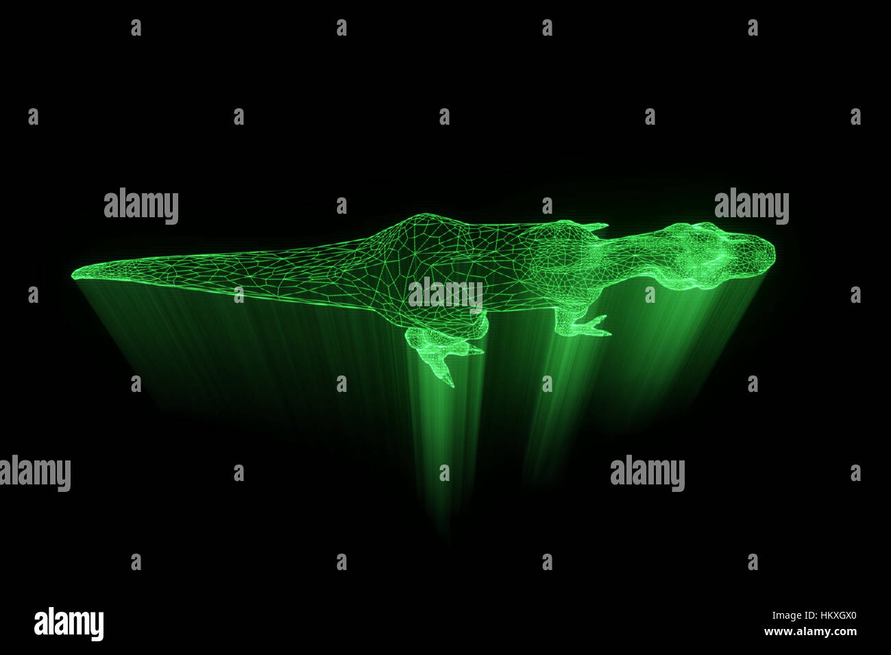 Dinosaur TRex in Hologram Wireframe Style. Nice 3D Rendering Stock ...