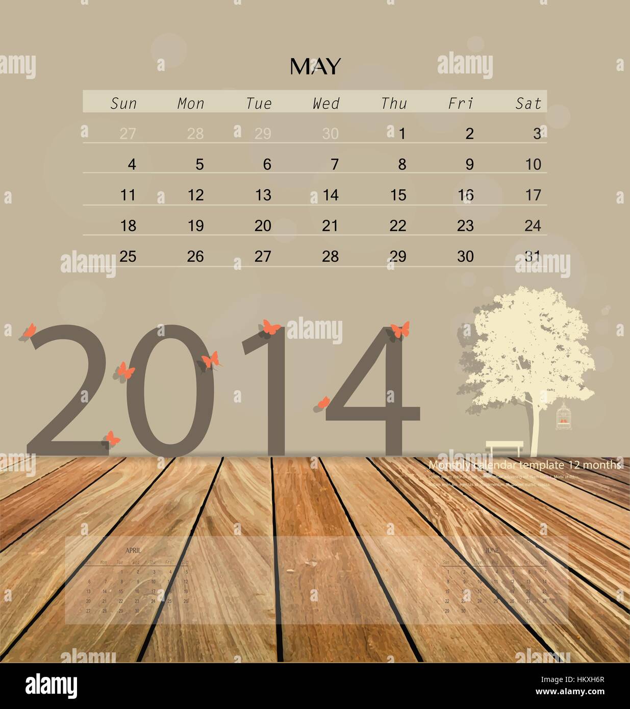 2014 calendar, monthly calendar template for May. Vector illustration ...