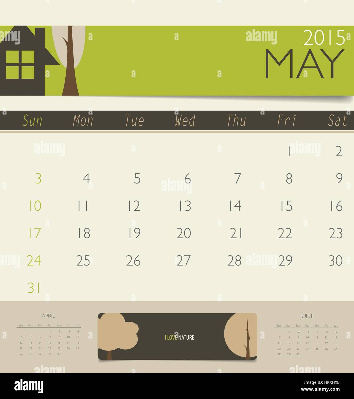 2015 calendar, monthly calendar template for May. Vector illustration ...