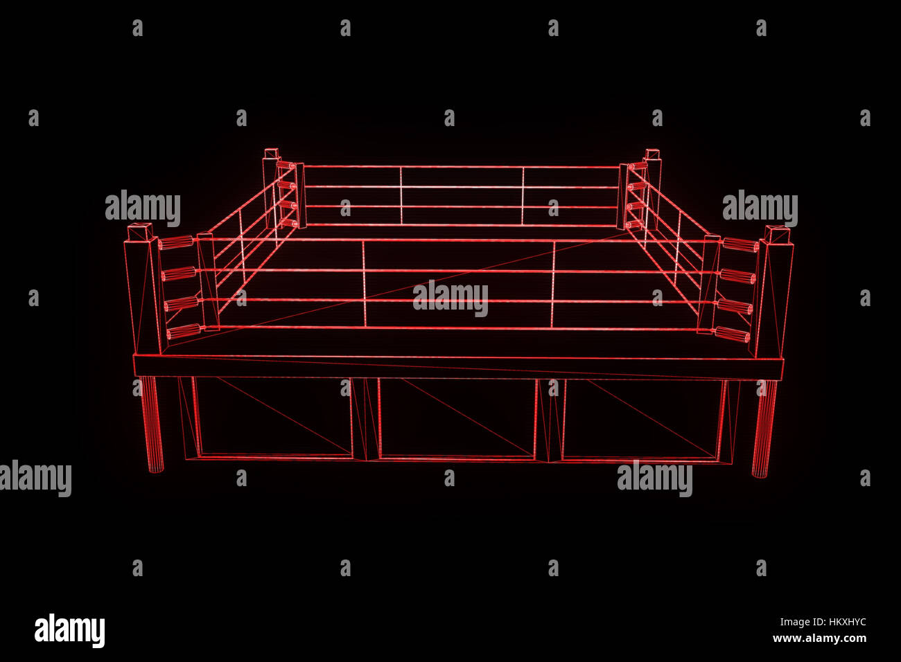 Boxing Ring in Hologram Wireframe. Nice 3D Rendering Stock Photo - Alamy