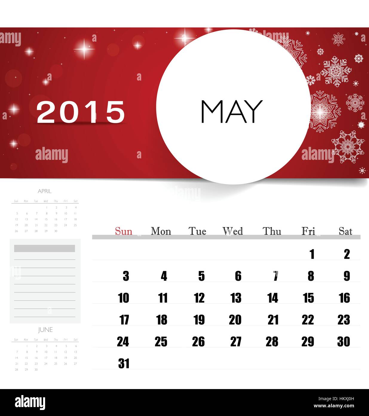 2015 calendar, monthly calendar template for May. Vector illustration ...