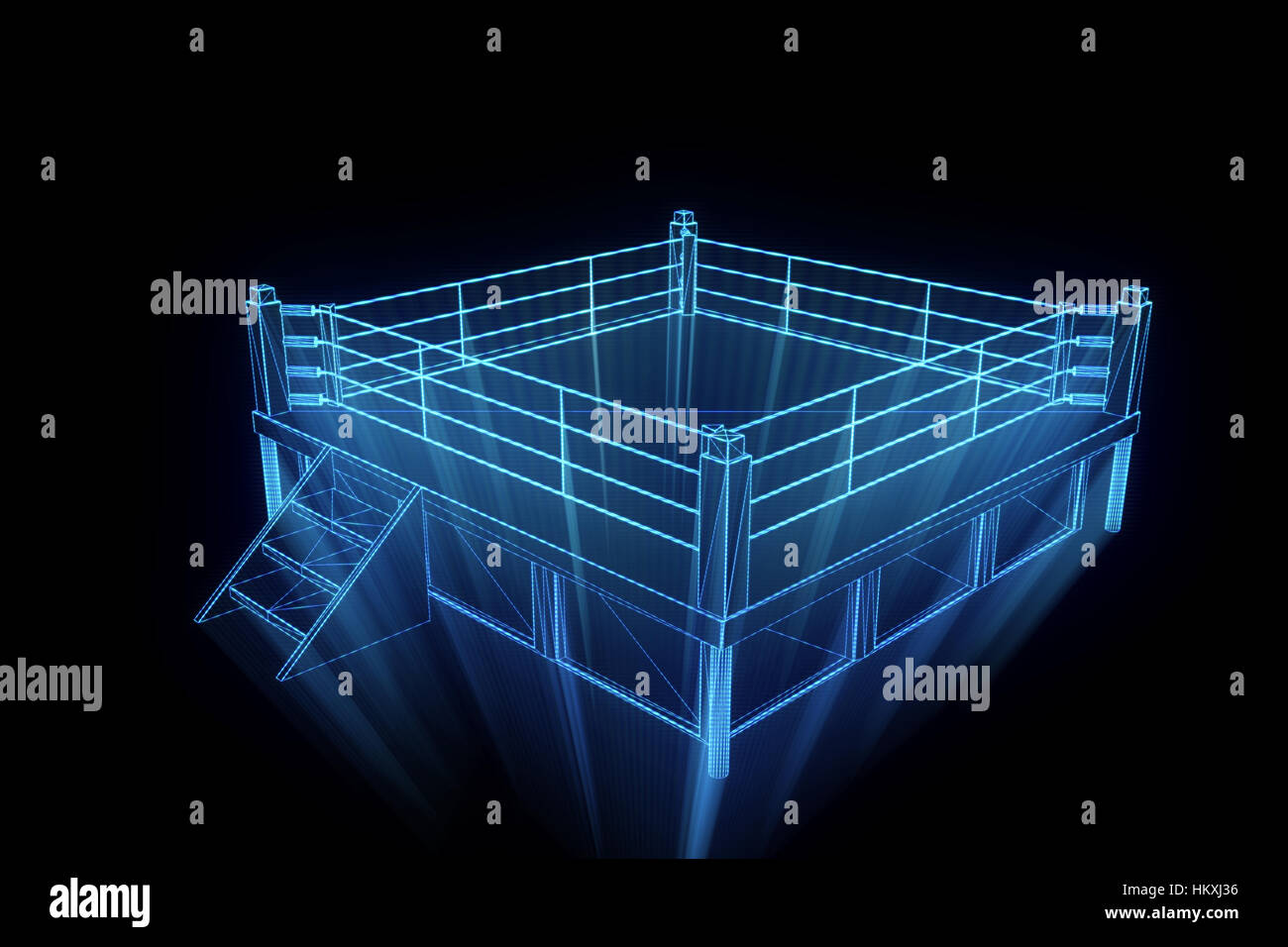 Boxing Ring in Hologram Wireframe. Nice 3D Rendering Stock Photo - Alamy