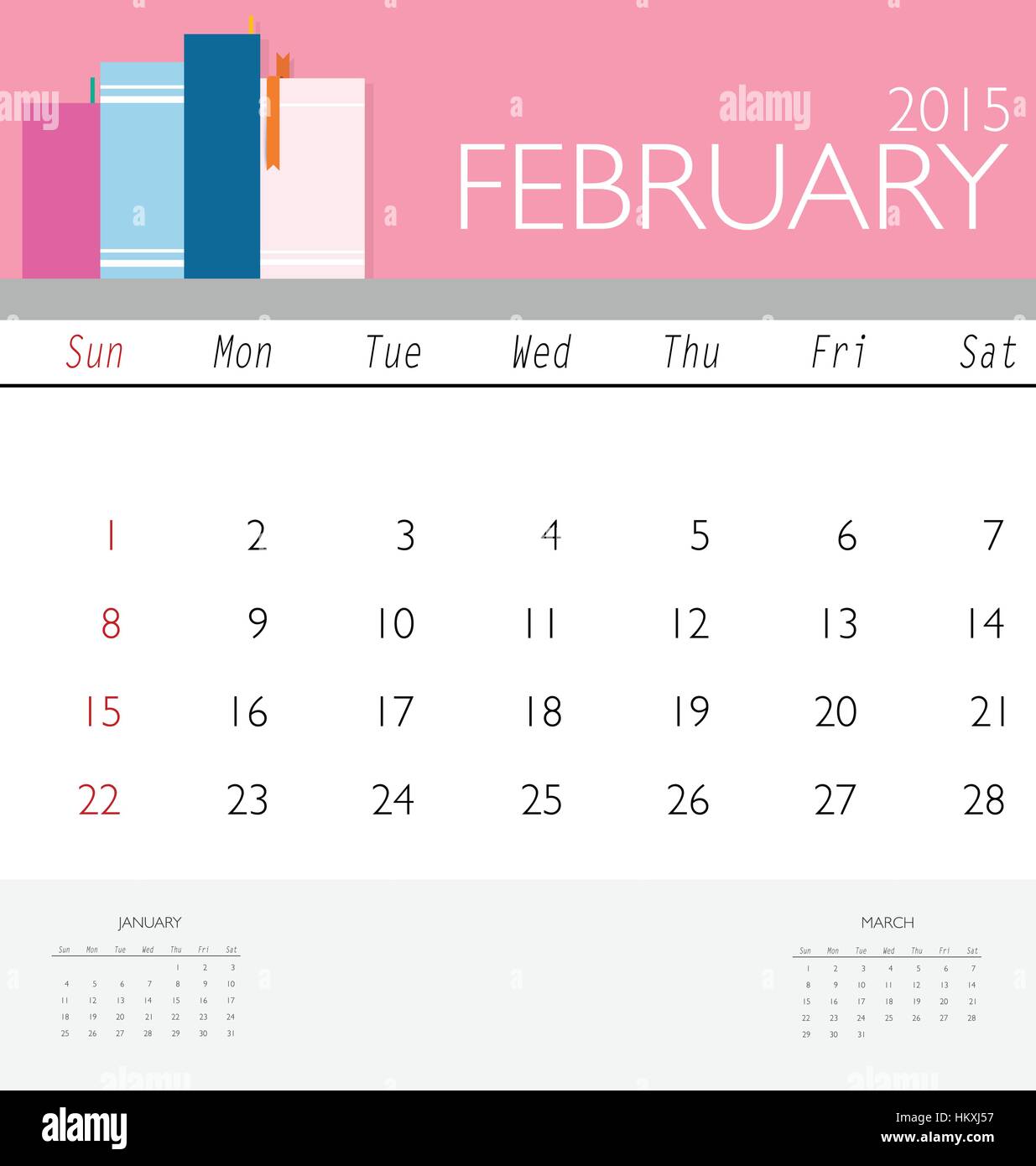 2015 calendar, monthly calendar template for February. Vector ...
