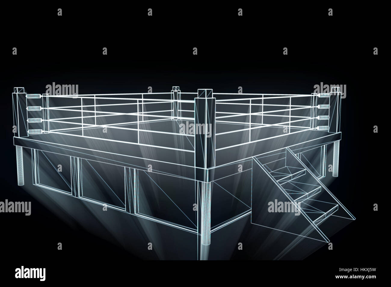 Boxing Ring in Hologram Wireframe. Nice 3D Rendering Stock Photo - Alamy