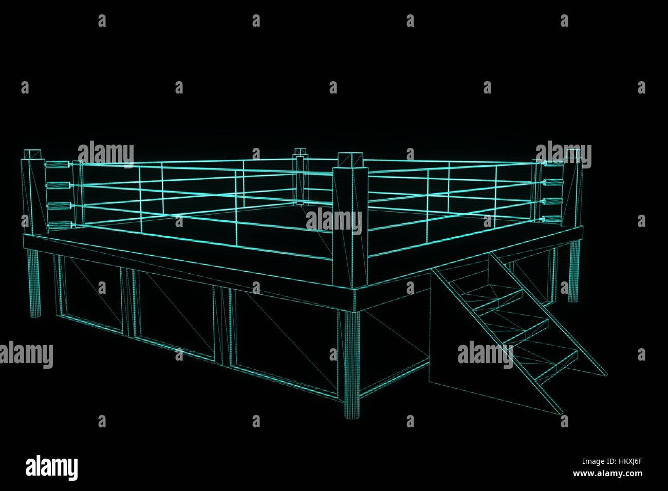 Boxing Ring in Hologram Wireframe. Nice 3D Rendering Stock Photo - Alamy