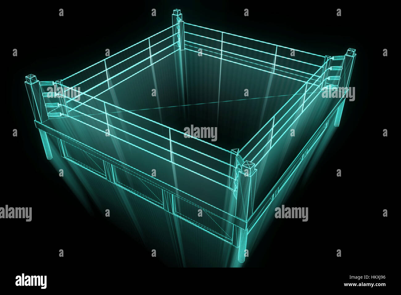 Boxing Ring in Hologram Wireframe. Nice 3D Rendering Stock Photo - Alamy