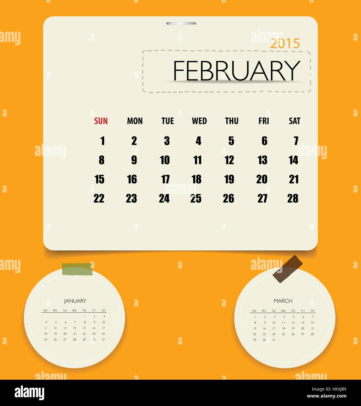 2015 calendar, monthly calendar template for February. Vector ...