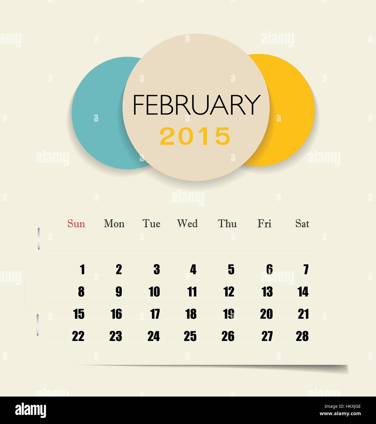 2015 calendar, monthly calendar template for February. Vector ...