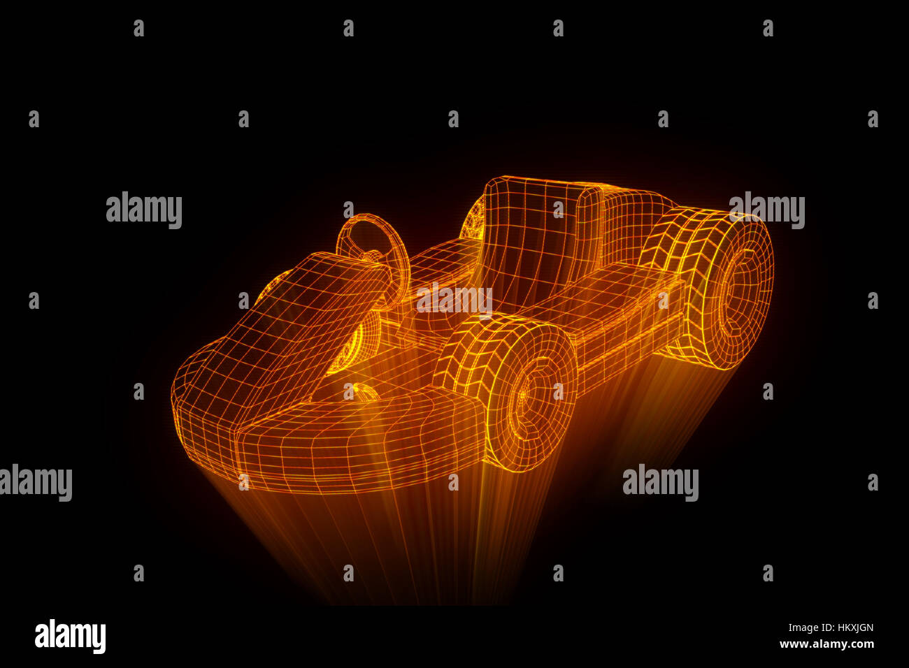 Racing Go Kart Hologram Wireframe. Nice 3D Rendering Stock Photo