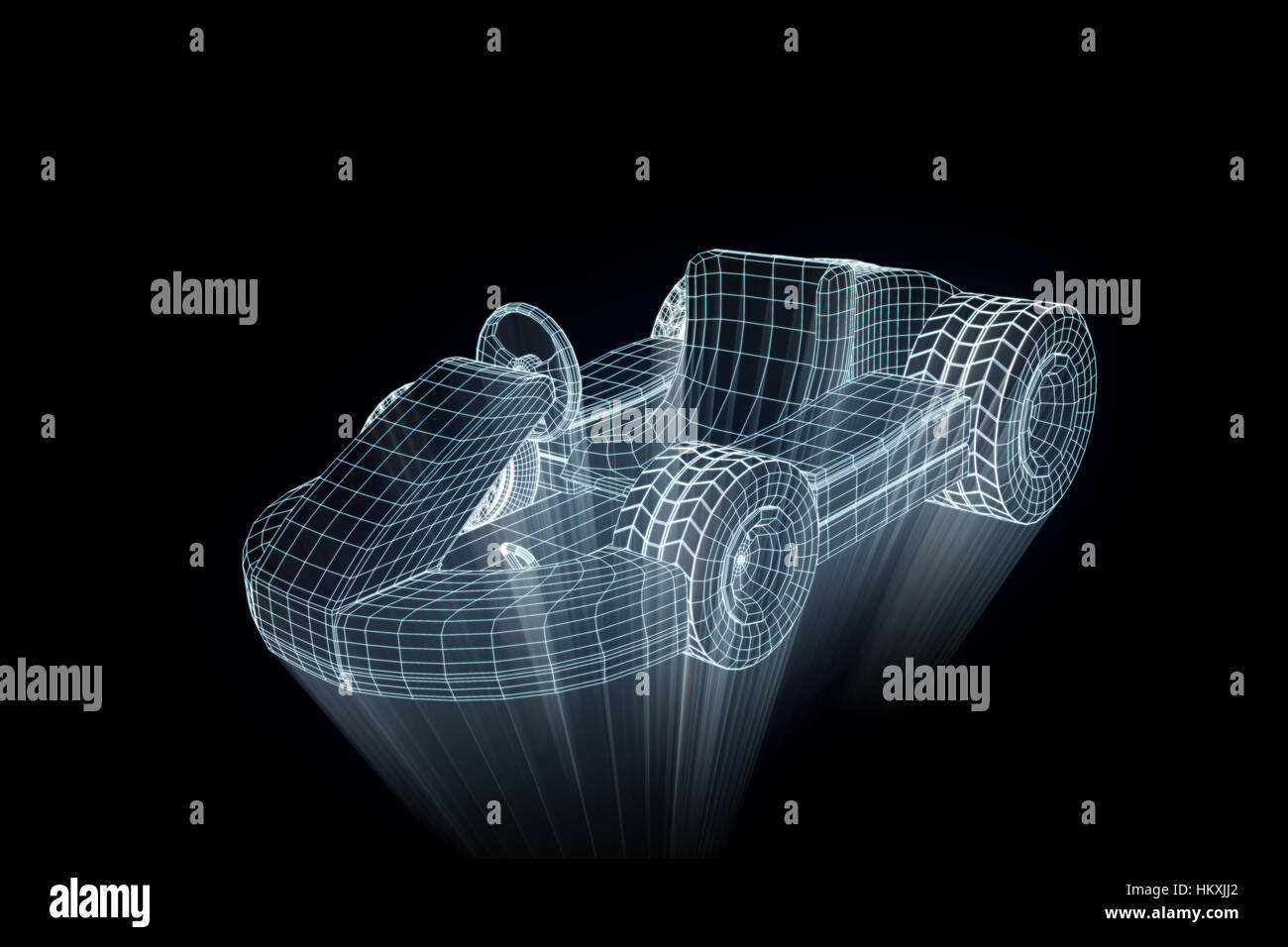 Wireframe Racing Game Racing Go Kart Hologram Wireframe. Nice 3D Rendering Stock Photo - Alamy