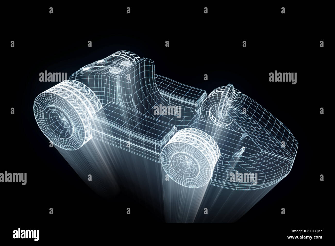 Wireframe Racing Game Racing Go Kart Hologram Wireframe. Nice 3D Rendering Stock Photo - Alamy