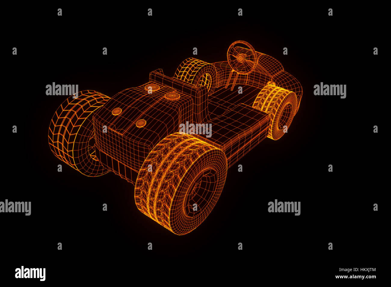 Wireframe Racing Game Racing Go Kart Hologram Wireframe. Nice 3D Rendering Stock Photo - Alamy