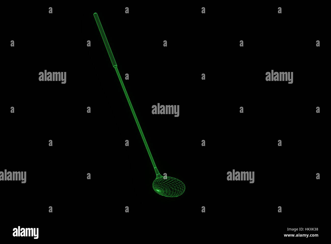 Golf Racket in Hologram Wireframe Style. Nice 3D Rendering Stock Photo ...