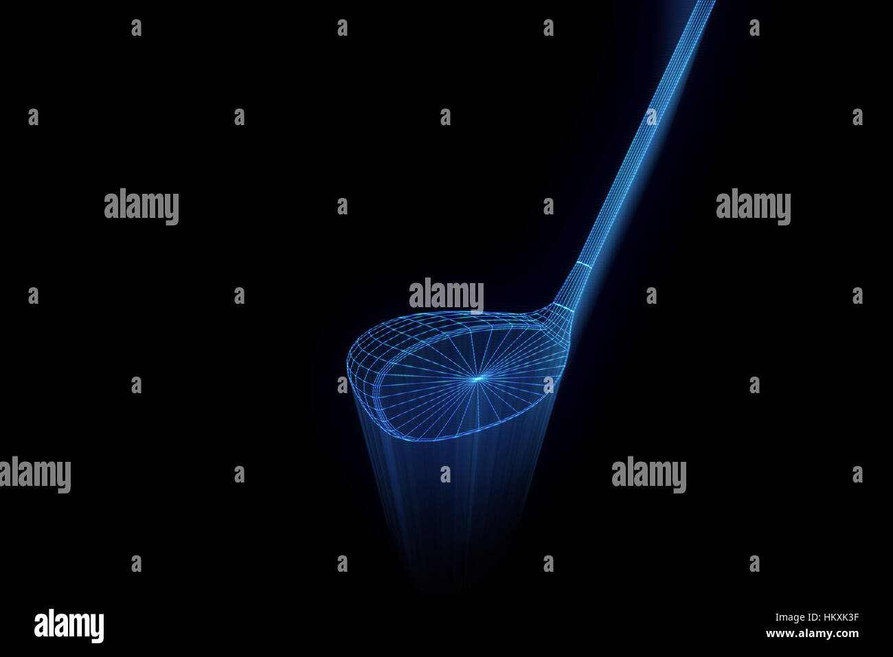 Golf Racket in Hologram Wireframe Style. Nice 3D Rendering Stock Photo ...
